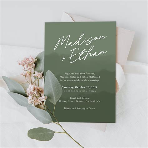 sage green wedding invitations